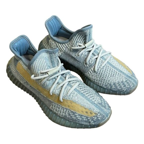 adidas Yeezy Boost 350 V2 Low Israfil Sneakers Grey Yellow Mesh Street 8.5 - Picture 1 of 14